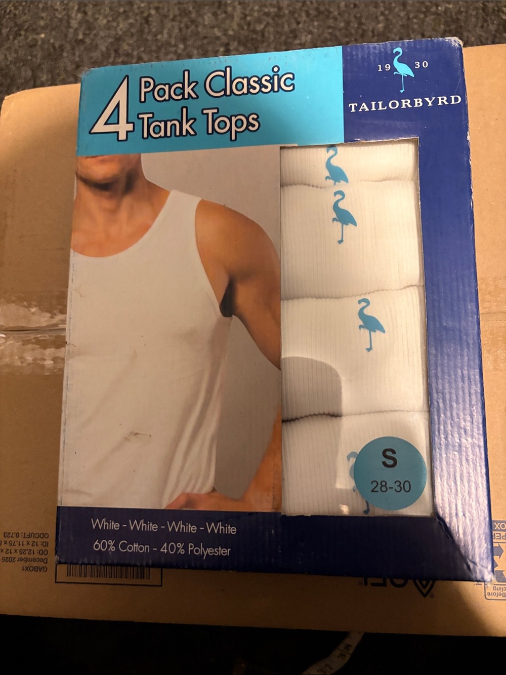 TailorByrd Men’s 4-Pack Classic Tank Tops White Size Small NIB